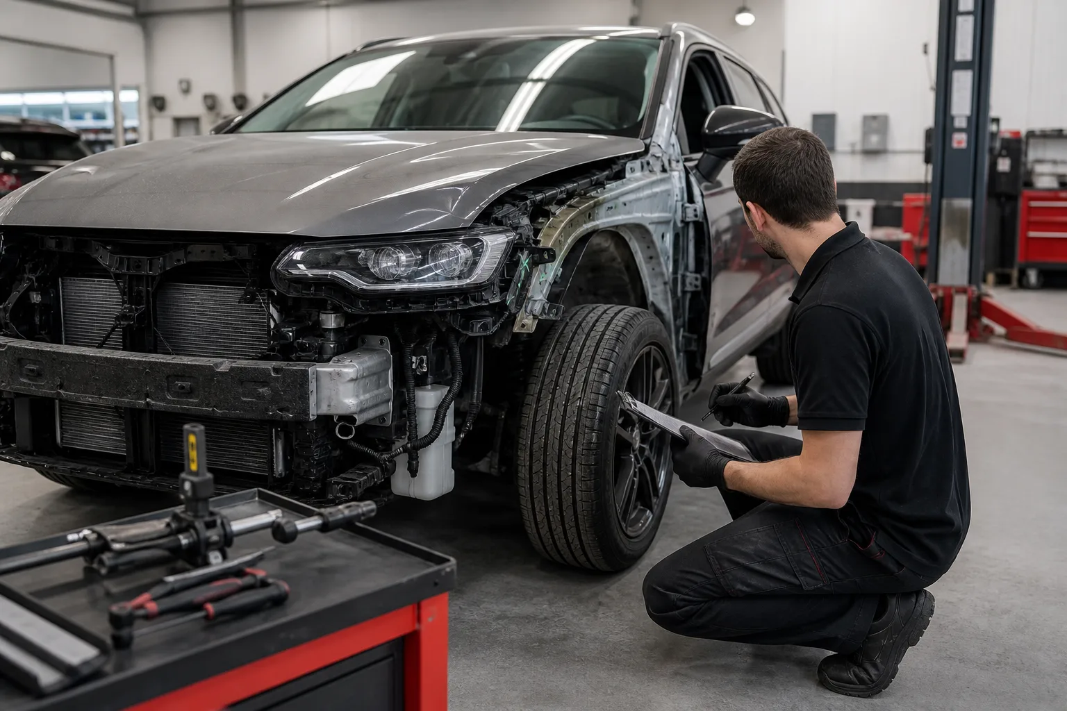 Collision repair work in progress