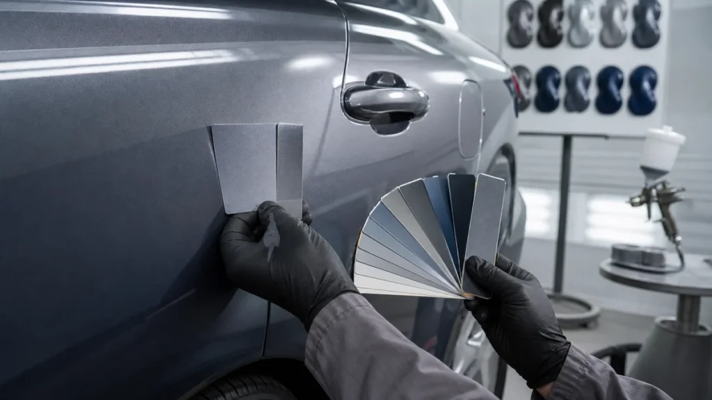 Auto body paint matching and refinishing after collision repair