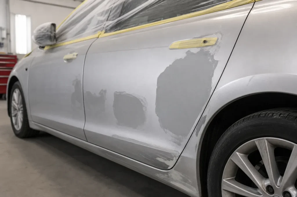 Auto Body Paint Refinish Example, before repair