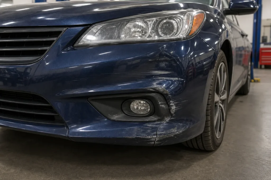 Bumper Repair Before & After, before repair