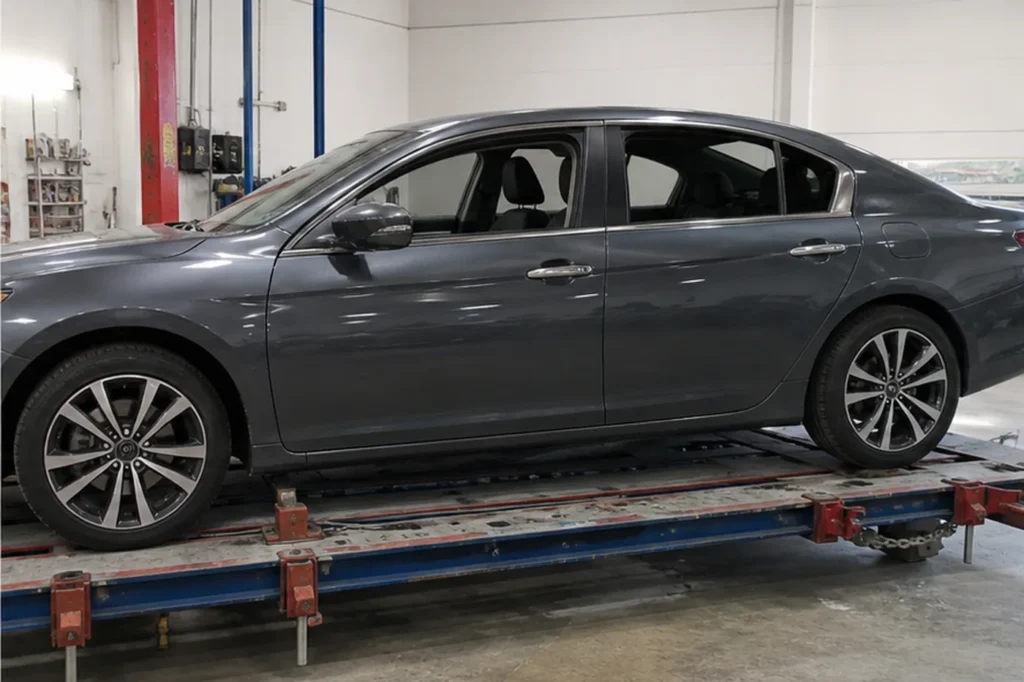 Sedan Frame Straightening, after repair