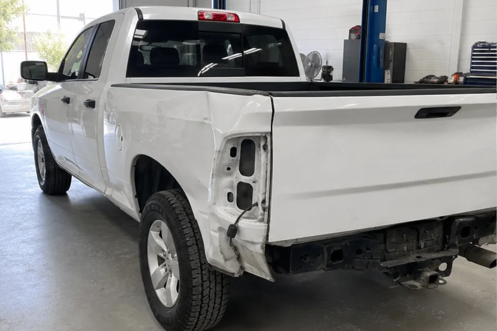 Pickup Frame Straightening, before repair