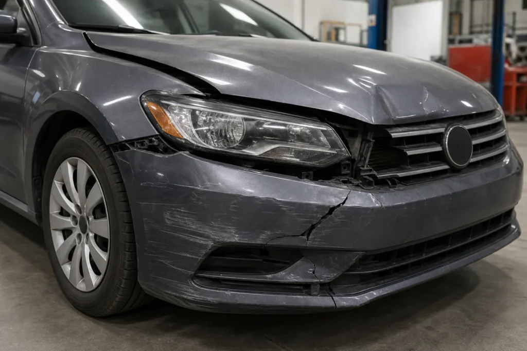 Front-End Collision Repair Example, before repair