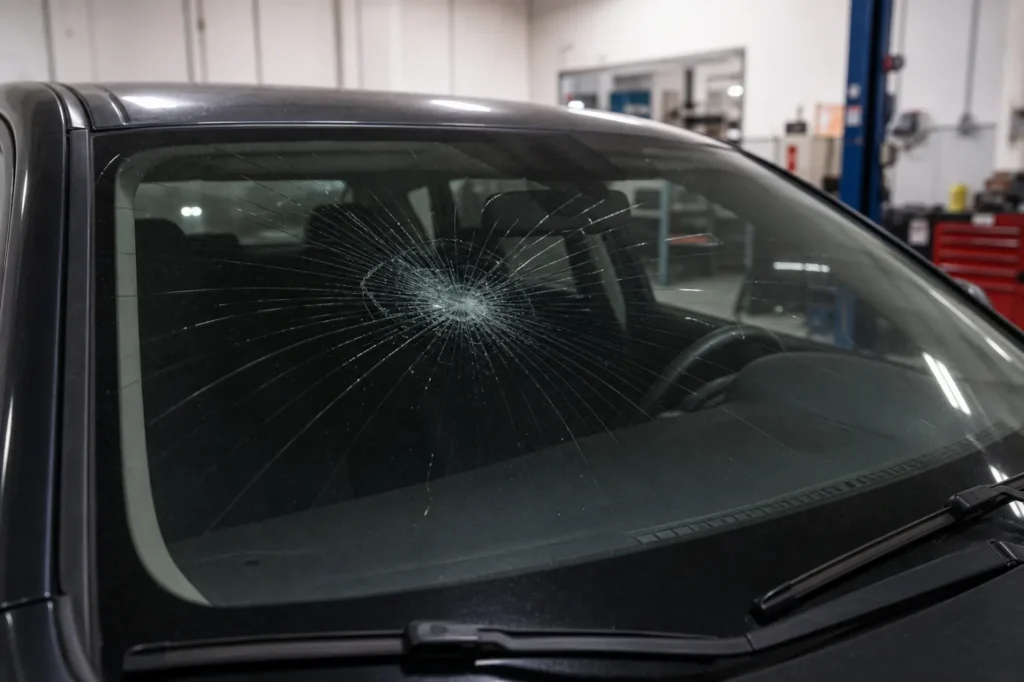 Windshield & Glass Replacement Example, before repair