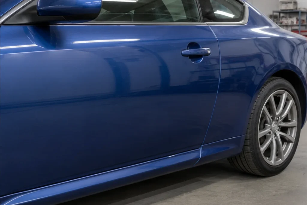 Blue Side Panel Scratch Repair, after repair