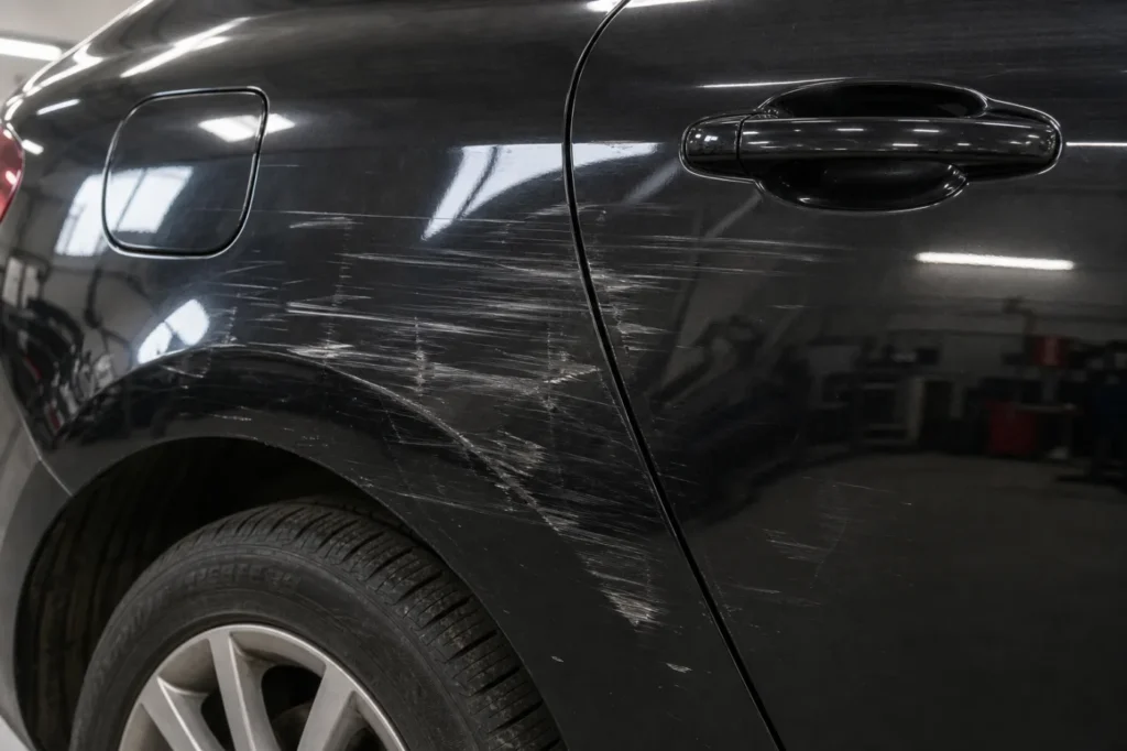 Scratch Repair Refinish Example, before repair